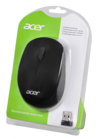Мышь ACER OMR020 черный оптическая (1200dpi) беспроводная USB для ноутбука (3but)