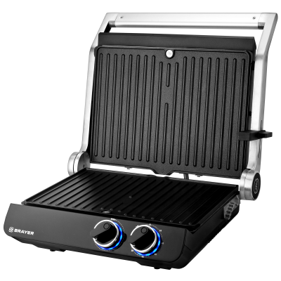 Электрогриль BRAYER BR2009  серебро/черный  [2000w /24,5*33см]