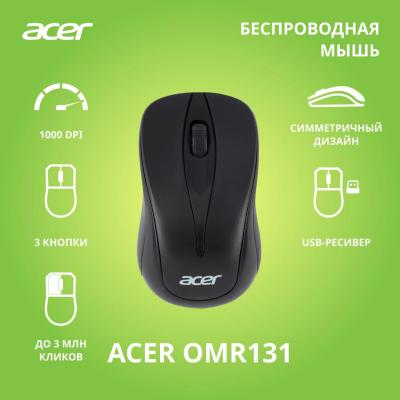 Мышь ACER OMR131 черный оптическая (1000dpi) беспроводная USB для ноутбука (2but) (ZL.MCEEE.01E)