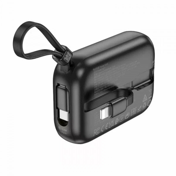 Аккумулятор внешний BOROFONE BJ37 High, 10000mAh, PD20Вт, пластик,  кабель 8 pin , кабель Type-C, 3.0A, цвет: чёрный (1/48) (6941991105388)