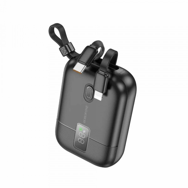 Аккумулятор внешний BOROFONE BJ37 High, 10000mAh, PD20Вт, пластик,  кабель 8 pin , кабель Type-C, 3.0A, цвет: чёрный (1/48) (6941991105388)