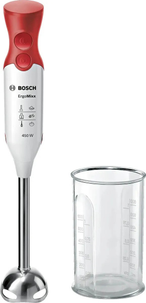 Блендер погружной BOSCH MSM 64110 белый/красный