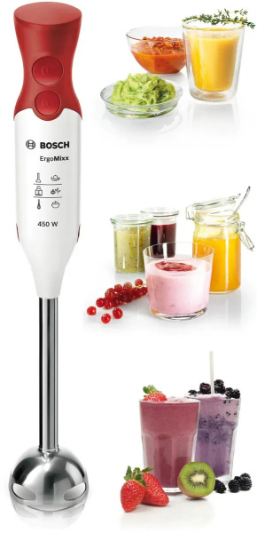 Блендер погружной BOSCH MSM 64110 белый/красный