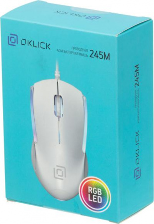 Мышь OKLICK 245M белый оптическая (1000dpi) USB